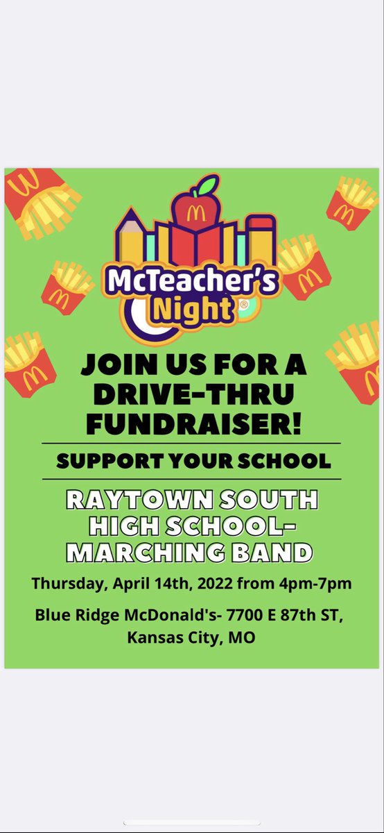 RQSSouthMidd's tweet photo. Come support the SHS band tomorrow night at the Blue Ridge McDonald’s! https://t.co/4YwDQSeePQ
