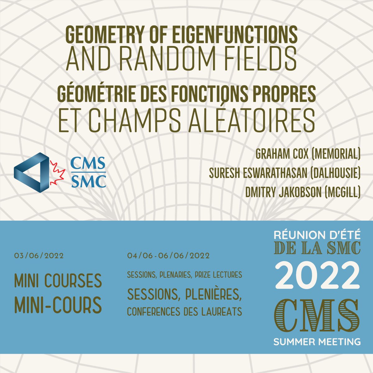 canmathsociety's tweet photo. 2 days left to submit a proposal to our session organizers!
https://t.co/h5dJB6QkBu
Il reste 2 jours pour soumettre une proposition à nos organisateurs de sessions !
https://t.co/5tbqam4eL0
#randomfields #2022cmssummermeeting #math #conference
@MemorialU @DalhousieU @mcgillu https://t.co/tlaaKDXydr