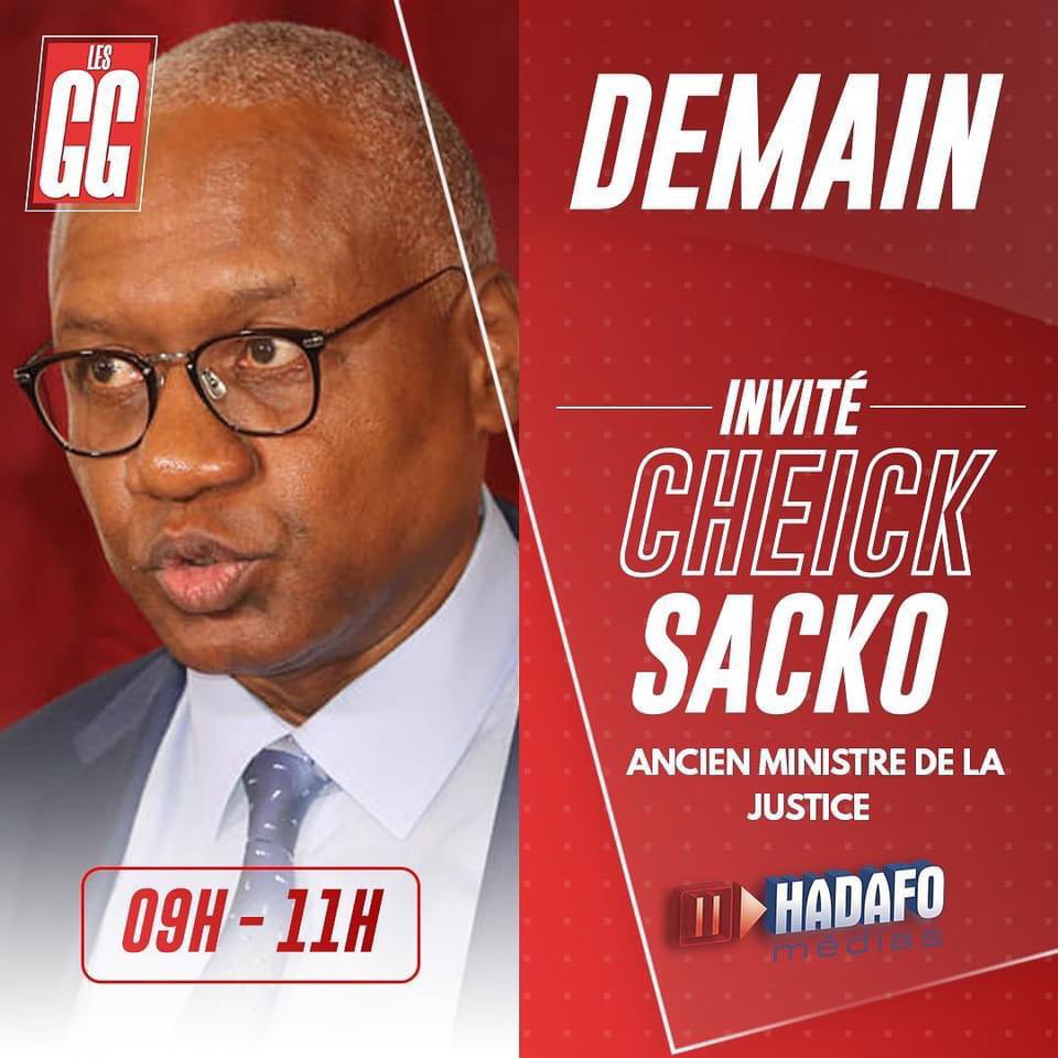 Invité des GG ce jeudi 14 Avril 2022. Ancien Ministre d’Etat, Ministre de la Justice, Garde des Sceaux, Me Cheick SACKO.