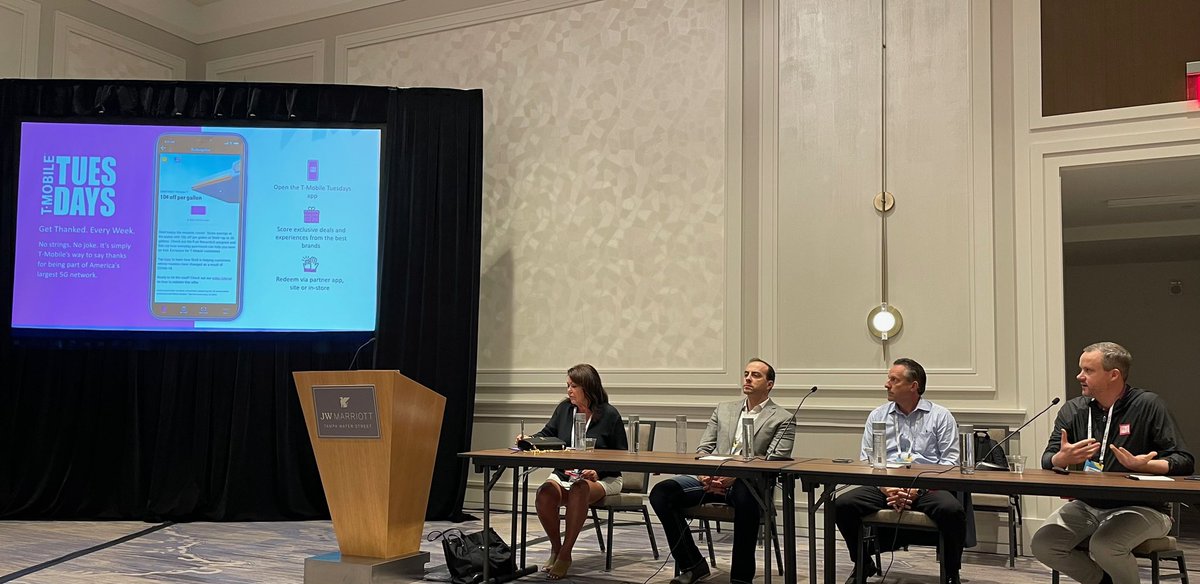 kobham's tweet image. Thank you @dempsey1 for representing @TMobile at today’s @CCAmobile #MCS2022 panel on brand loyalty. Jonathan discussed our innovative #TMobileTuesdays and the countless ways we thank our customers, knowing how much we 💗them!
