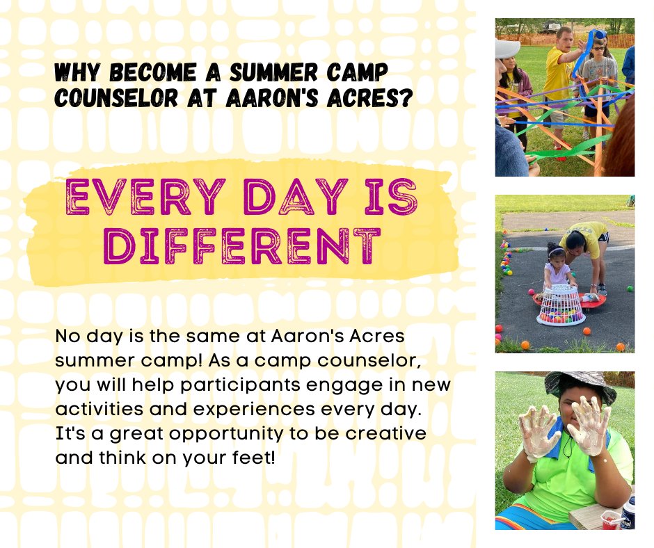 AaronsAcres's tweet photo. Join the Aaron's Acres team this summer and apply today at https://t.co/5gWwOATUSh! #summercamp2022 https://t.co/BxUYWvHiG0