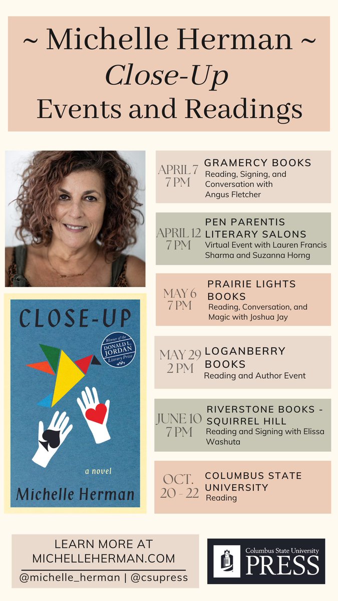 csupress's tweet photo. UPDATED! 

Michelle's Event with @loganberrybooks has been rescheduled for May 29 at 2 pm!

Next up is a reading, conversation, and magic with @joshuajaymagic at Prairie Lights Books on May 6 at 7 pm!

#booktour #booksigning https://t.co/wDZevmrsNI