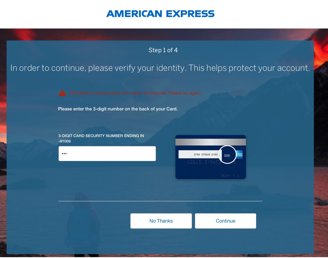 ldethman's tweet photo. @AskAmex If I click "No Thanks" it says something do you just want to wait until your card comes in the mail? I feel like I'm taking crazy pills. https://t.co/DMofFjUIiq