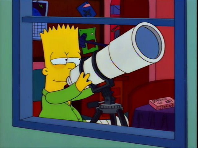 QuotesSimpsons1's tweet photo. I know. I'll use this to peer into Springfield's seamy underbelly. 

Grace, come here. There's a sinister-looking kid I want you to see.

#TheSimpsons https://t.co/AWSaYyRMhp