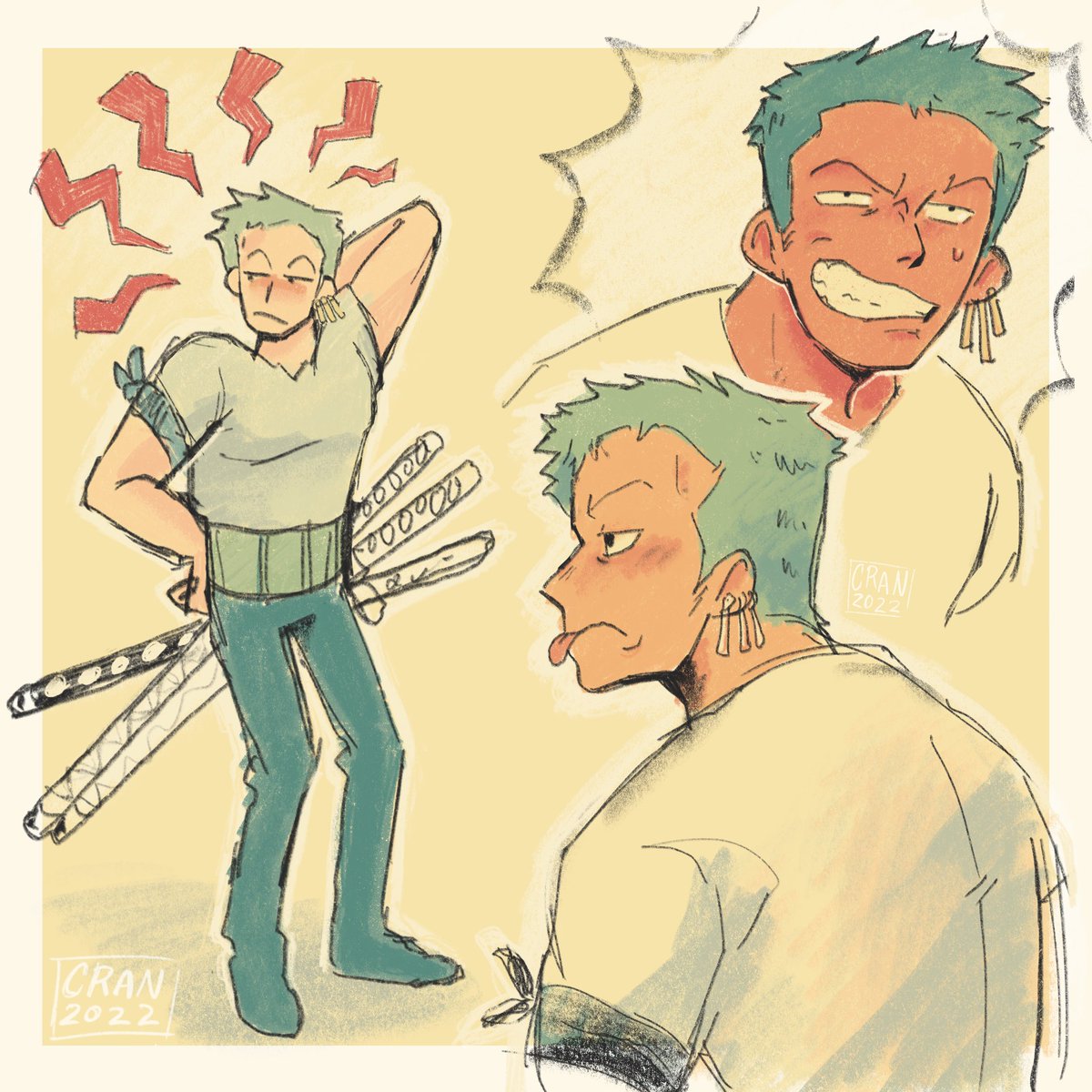 cranberrycore's tweet photo. zoro in my brain today  #onepiece https://t.co/uGX9wC8I9K