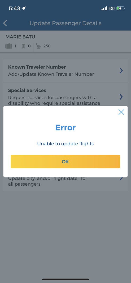 patrickObatu's tweet photo. @Allegiant You recommend travelers to go to your app to update flight info but your app doesn’t work and doesn’t allow a passenger to make the update! Current wait time via phone is OVER 2-HOURS! We just want to pre-pay for bags! Help please! https://t.co/XspU39gmBu