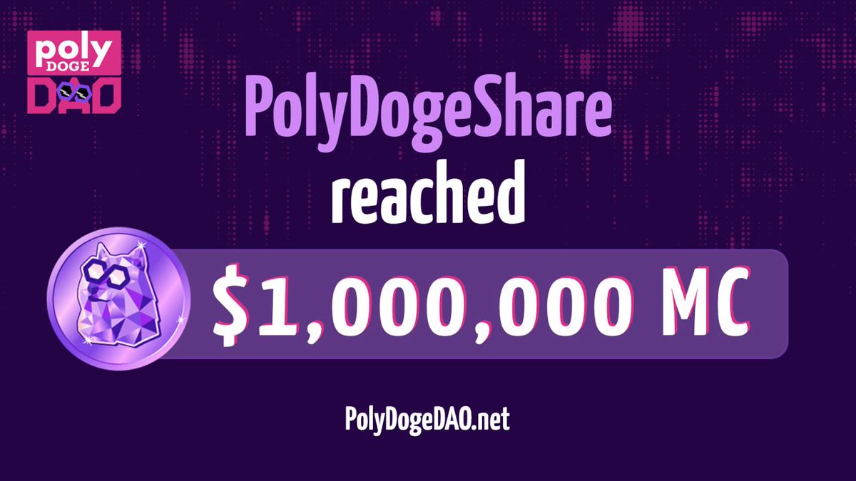 PolyDoge's tweet photo. PolyDoge 🐶🚀 Fam! 

We have reached an exciting milestone with https://t.co/Y55ywFFP8X #tombfork 🥳

PDS is now 1 Million MC + 🤑

🪩 Celebration Time! 🎉🎉🎉

🏆Giveaway: 25 PDD each to 10 winners 💸

✅Enter:
🫂Follow @PolyDoge 
🦾Like, RT, Tag 3 Friends 

#tomb #polygon https://t.co/b05vPiQXMq