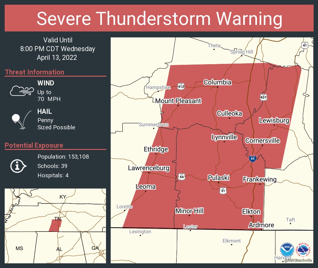 NWS Nashville on Twitter "Severe Thunderstorm Warning continues for