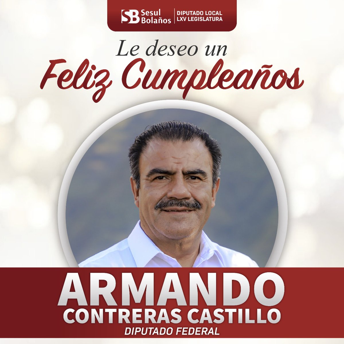 SesulBolanos's tweet photo. Muchas felicidades al Diputado Federal @ArmandoContCast un abrazo fraterno y que cumpla todas sus metas, felicidades. https://t.co/5rnUk1vG1i
