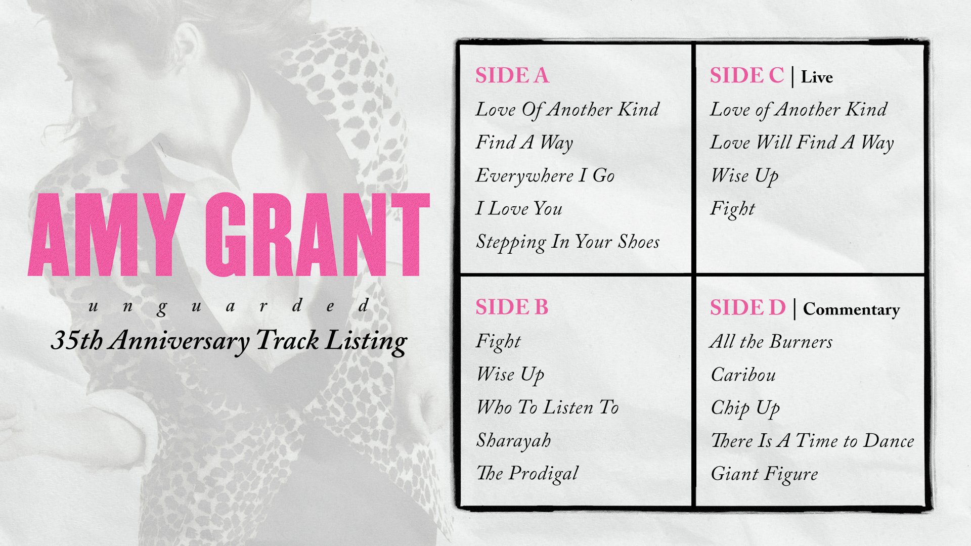 Amy Grant على X: &ldquo;We have restocked the &lsquo;Unguarded&rsquo; 35th 