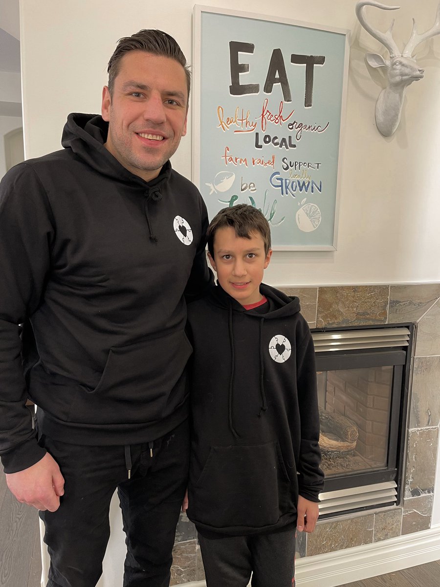 Ryder and his pal <a href="/27MilanLucic/">Milan Lucic</a> repping the new Ryders crew from <a href="/locallaundry/">Local Laundry</a> #autism #AutismAcceptanceMonth