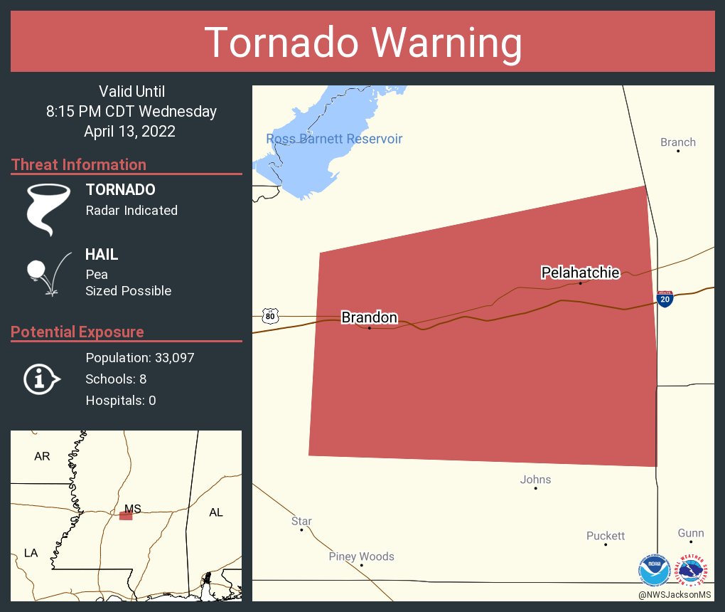 NWS Tornado on Twitter "Tornado Warning continues for Brandon MS