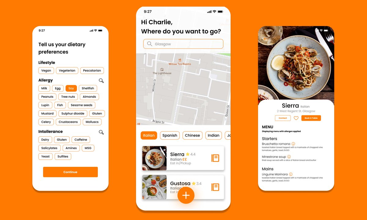 AlexMurrison's tweet photo. Hopefully I'm not too late👀👀

This is my entry for the #UXUINewbieDesignChallenge by @TeejayRx

I designed an app primarily for allergy suffers to view menus before booking a table. Would love to hear feedback

#uxdesign #ui #ux https://t.co/OWpS3zxk7B