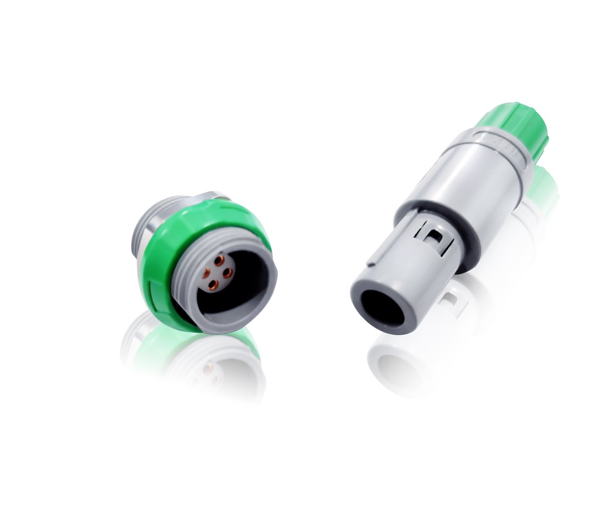 Plastic push pull connectors, peek insert, psu or pc or abs housing material, high mating cycles, intermatable with Lemo (redel), ODU(medsnap).