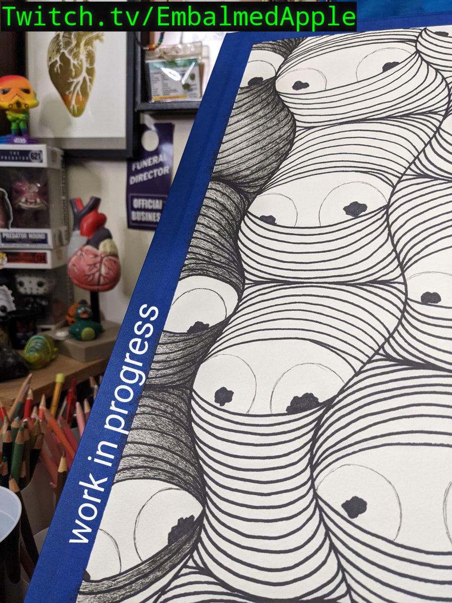 Current progress on "Stars Align" 24" x 18" ink. Thanks to everyone who stopped by on the afternoon stream. I'll be back at 10pm EST tonight. #twitch #twitchstreamer #TwitchAffilate #HorrorArt #monster #art #darkart