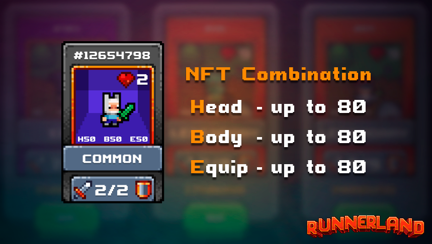 ❕New update on the marketplace! ❕

✅ Now you can see the new backgrounds of your nfts and also see the ids of each body part!

H = Head
B = Body
E = Equip/Mascot

💡 3 equal numbers = complete NFT

🌐dapp.runner.land/marketplace