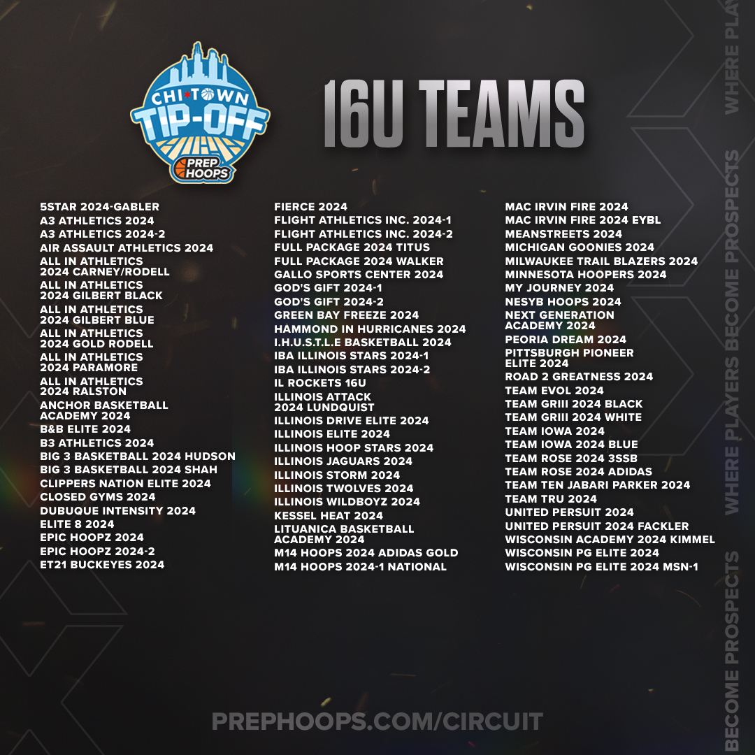 PHCircuit's tweet photo. The #PHChiTownTipOff schedule is 𝐋𝐈𝐕𝐄 🌟 

Check out all of the teams ready to compete this weekend. 

View full schedule ⬇️ 
https://t.co/fmsxxnc4O7 https://t.co/jVLNTYWqFF