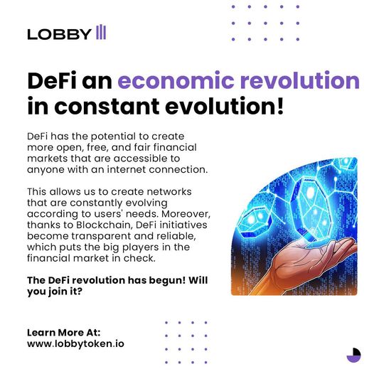 LobbyToken's tweet photo. #DeFiProject is still constantly evolving and has the potential of transforming the world. Protecting it from regulations that can stifle its innovation is our duty as a #community. https://t.co/8SdXcCh2Yj