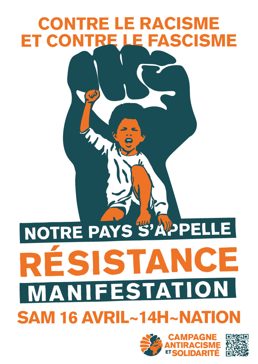 Manifestation 16 avril à Paris : 14h place de la Nation

#16avrilRésistance
#solidaritéantiraciste
#solidaritéantifasciste
