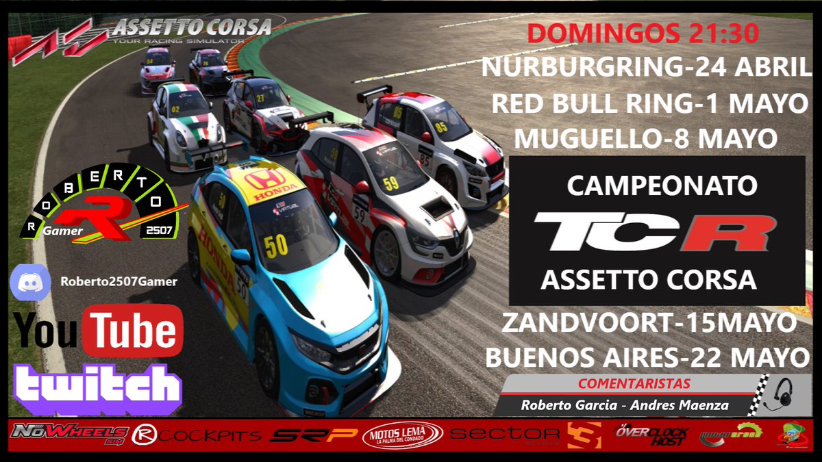 Roberto2507Game's tweet photo. inscripciones abiertas para el campeonato TCR mas info en el discord del canal https://t.co/FWTqRZjse9 https://t.co/QtEkM1lxDd