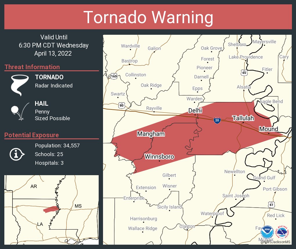 NWS Tornado on Twitter "Tornado Warning including Tallulah LA