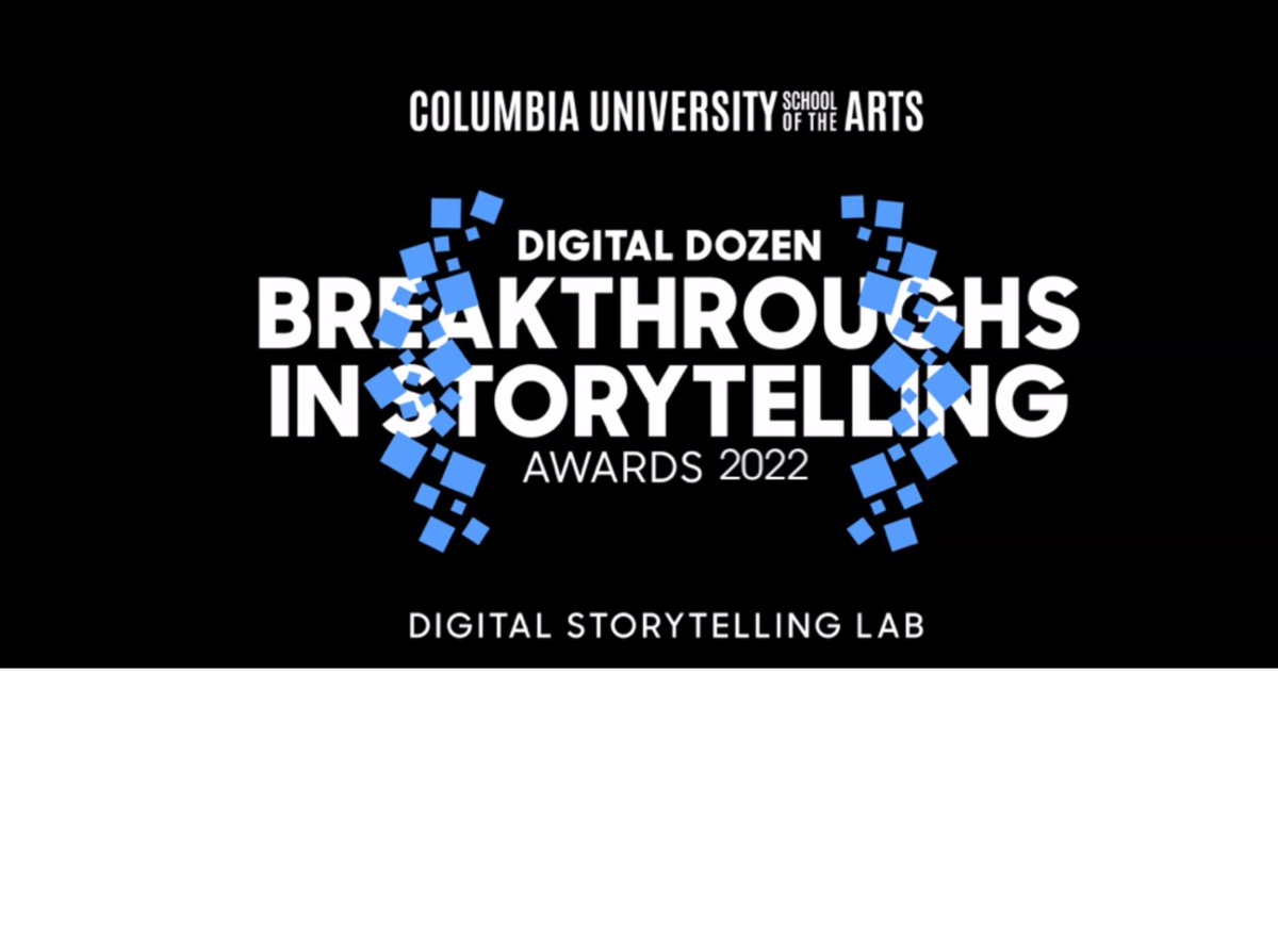 1/ THREAD recapping the <a href="/ColumbiaDSL/">ColumbiaDSL</a>'s Digital Dozen Breakthrough in Storytelling Awards that are being announced via Zoom right now.
These 12 projects feature latest innovations in immersive storytelling across media including VR, AR, AI, &amp; installations:
digitaldozen.io