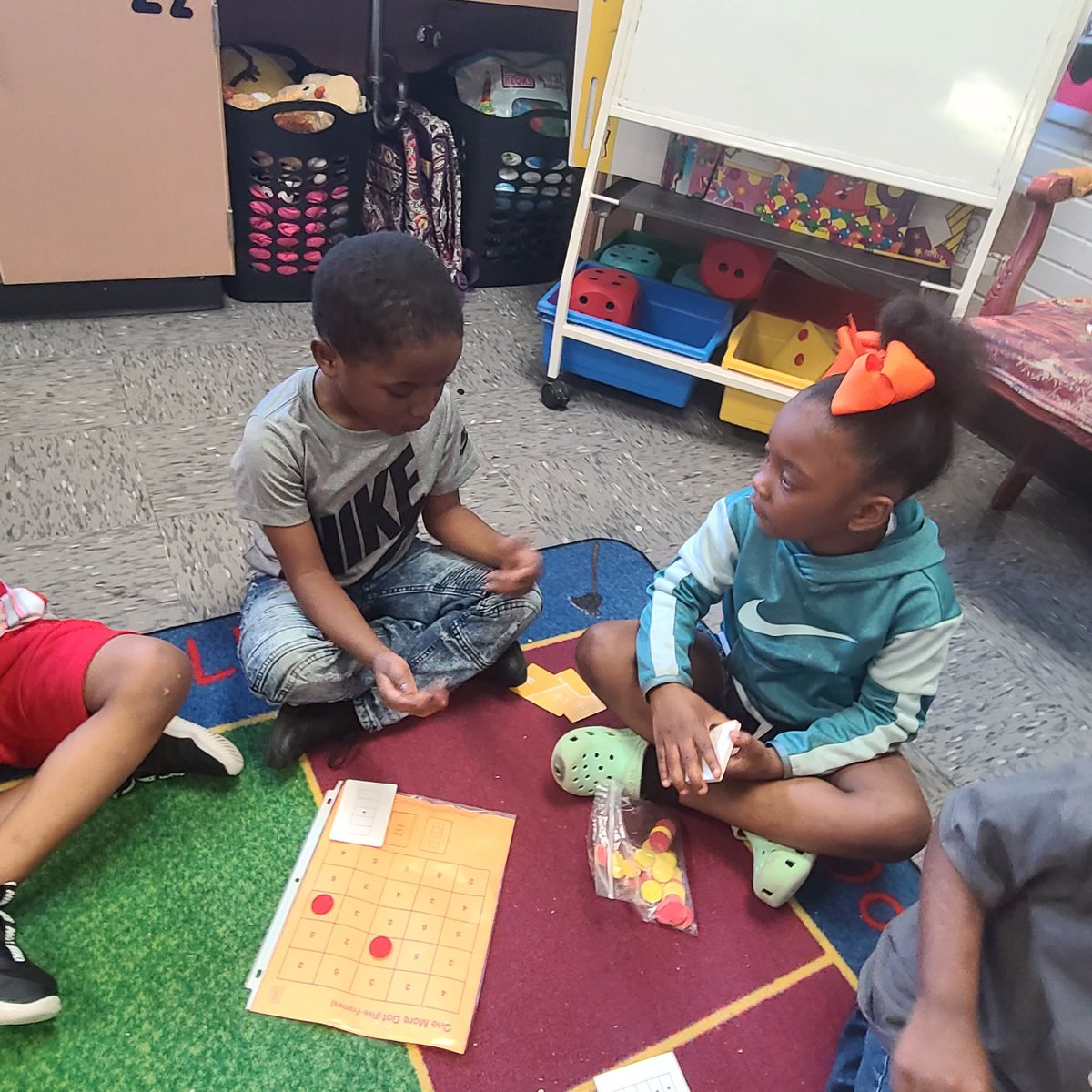 hgpounders's tweet photo. We are really loving the @gfletchy Fluency kit!! These kindergarteners have had the best conversations about Math the last couple of weeks. Today they played one of the games from the kit! It was so much fun. @WeedenElem #fcslearn #fluencyfun https://t.co/YvAAS0WO7W