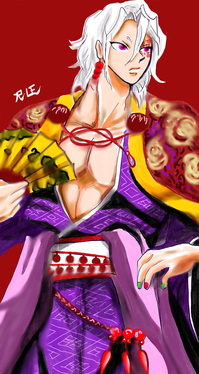 リྂエྂ 💎7/5星願西2マ07a📿💎オンリーさんがTwitterに投稿した宇髄天元(鬼滅の刃)のイラスト。