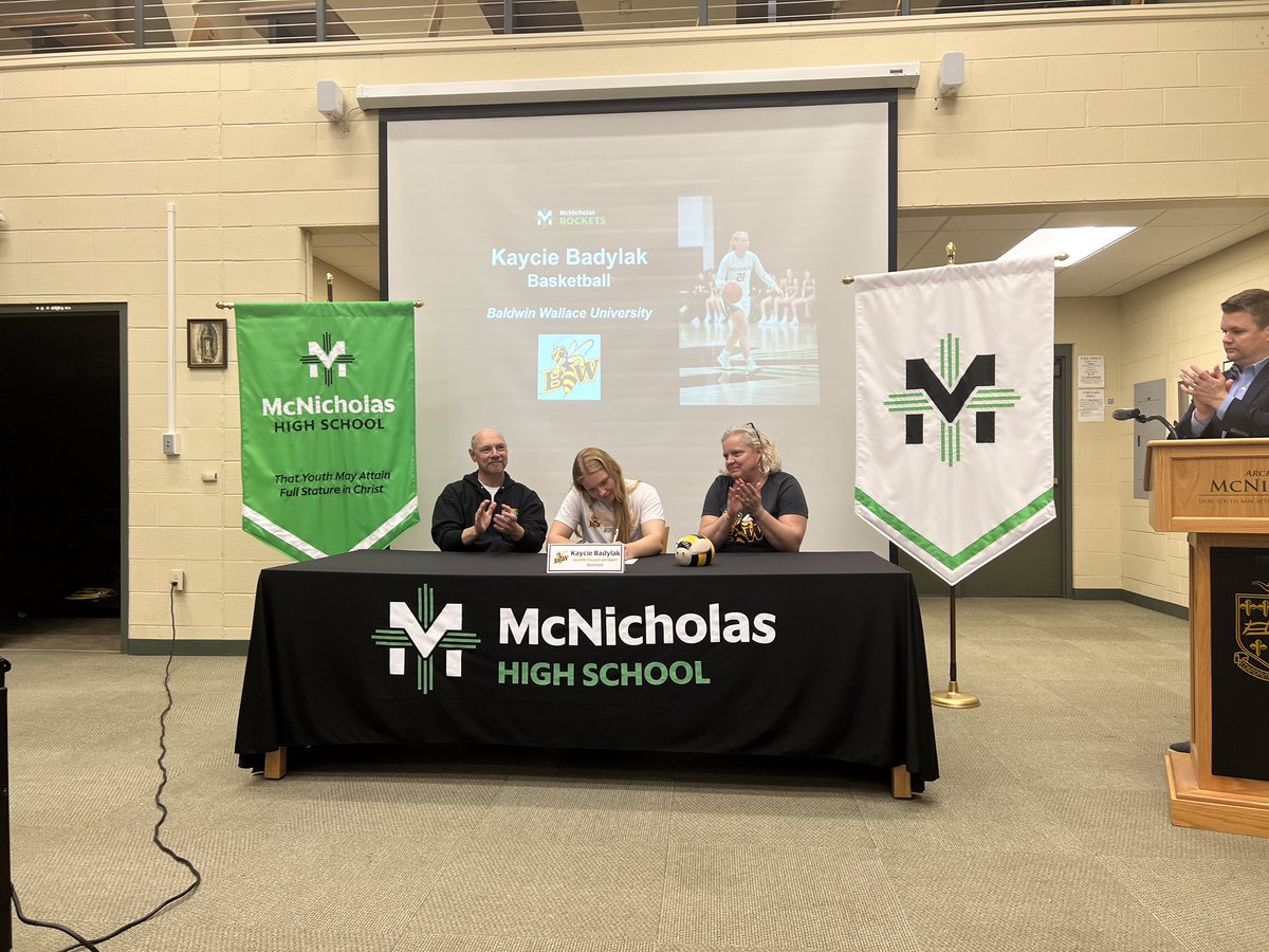 McNAthletics's tweet photo. Signing | Congratulations to Kaycie Badylak who will continue playing basketball at Baldwin Wallace University! 

Nice ceremony for her today and great support from her family and friends!

#BondedTogether https://t.co/3bxoGFvCWq