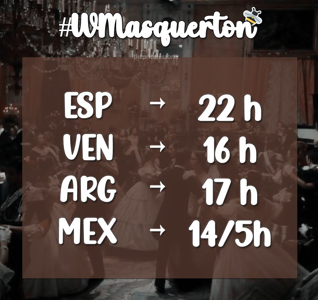 ㅤ

 𝗕𝗔𝗜𝗟𝗘 𝗗𝗘 𝗠𝗔́𝗦𝗖𝗔𝗥𝗔𝗦
  🐝#WMasquerton

ㅤ