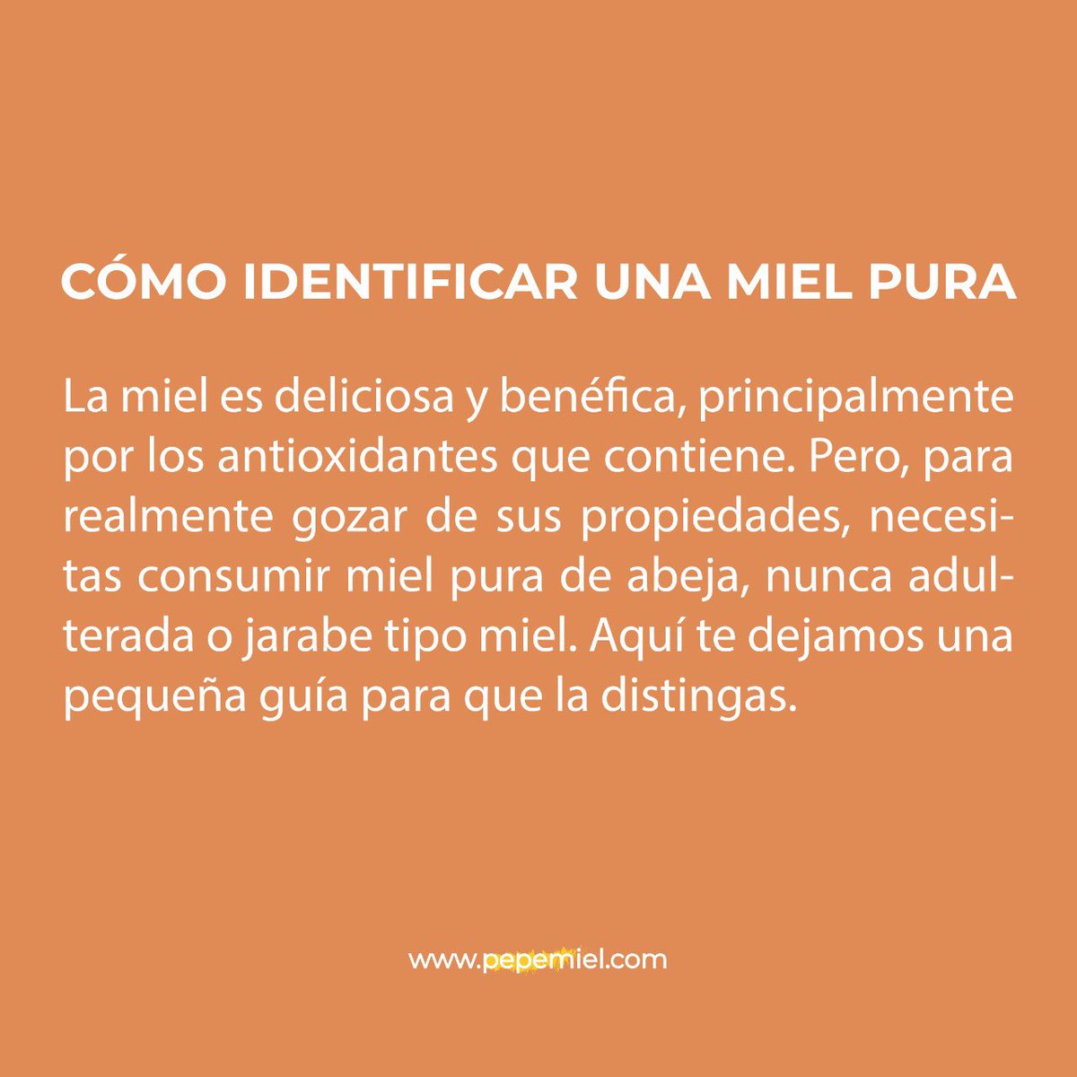 pepemiel_mex's tweet photo. #PepeTips 🐝
Te dejamos 5️⃣ tips para que puedas identificar una buena Miel 🍯 y disfrutar de su delicioso sabor. 😋 

¿Tienes algún otro? 🤔 
Háznoslo saber a través de un comentario 🤩 https://t.co/tVN8qezEZg