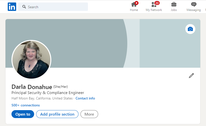 DarlaDonna's tweet photo. Major #TransitionMilestone this week. I updated my Gender, Name and Photo on Linked-in. I'm "all in" as a Woman on my career now. https://t.co/m5bmJANukh
