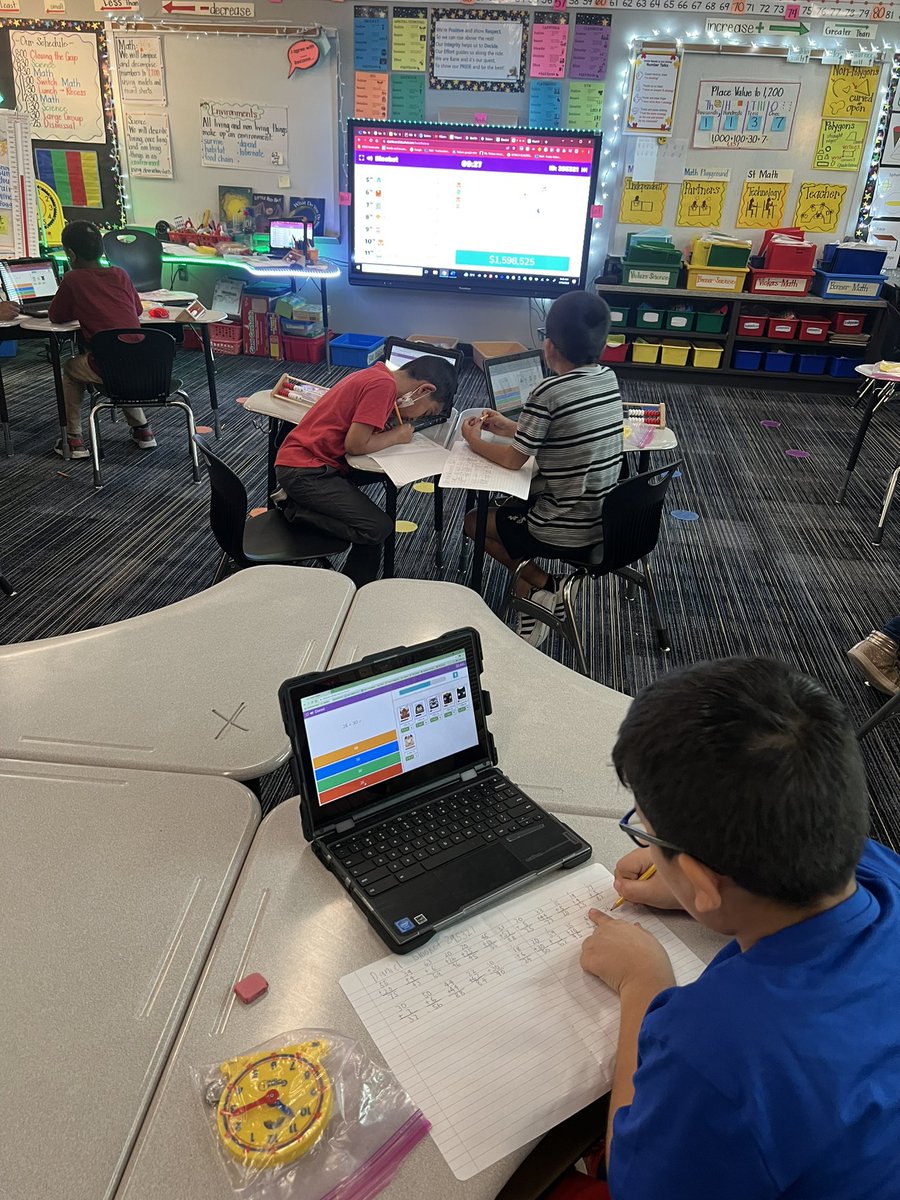 MrsDennisGarcia's tweet photo. Mrs. Vickers-Jones class was very engaged in practicing their math facts using @PlayBlooket and their math manipulatives. 🤩🤩 @BaneElementary @cfisdmath #TeamBane #BANEpride https://t.co/0W8qRMFIEk