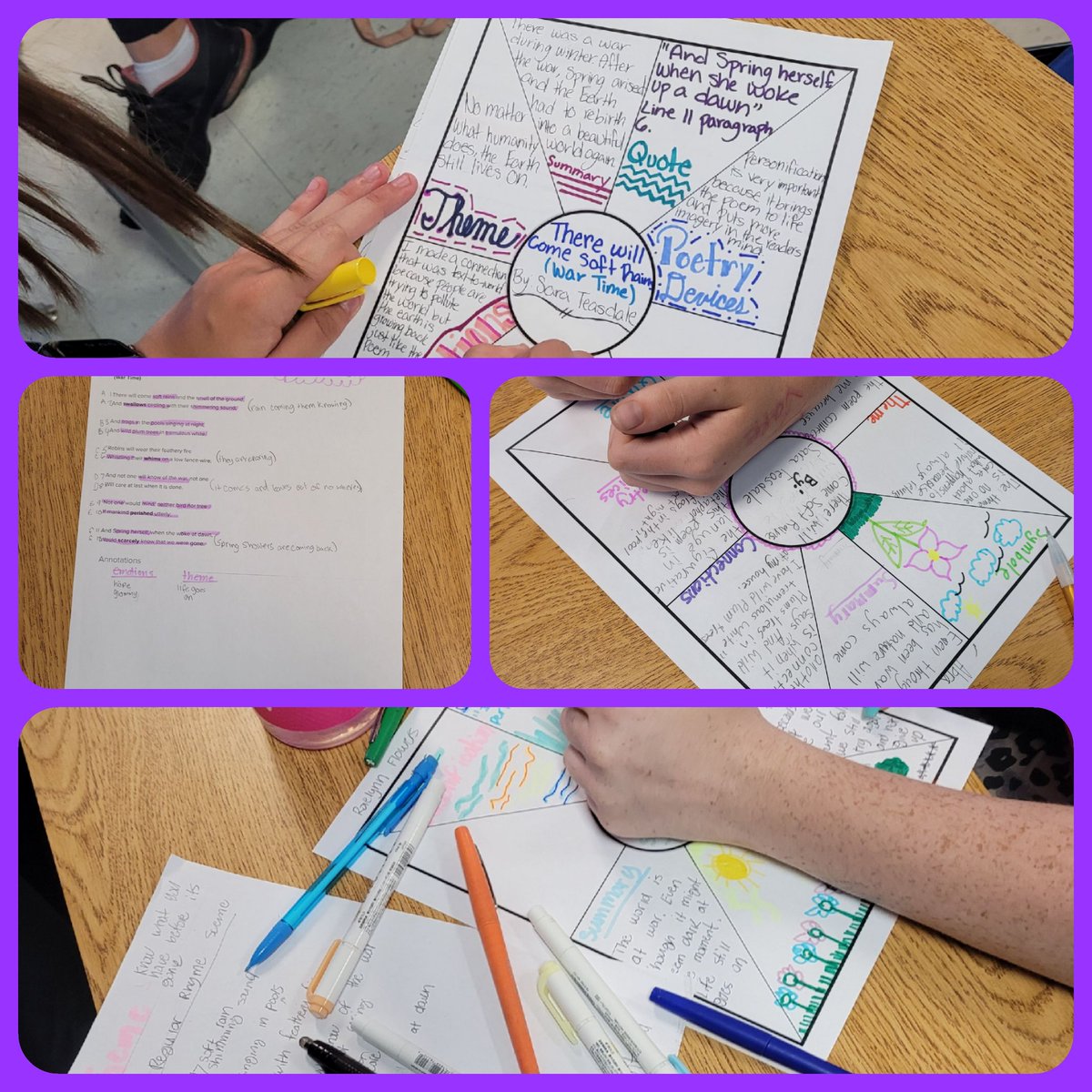 jk_baker91's tweet photo. Poetry Review this week! We FLIPPED it this week! Students took home a poem to read and annotate. Came back to class today, and we had amazing discussions over it, then they got to show case their poetry analysis in a one pager! #NextLevelLMS #CrushtheSTAAR @LampasasMS https://t.co/aehREGAryn