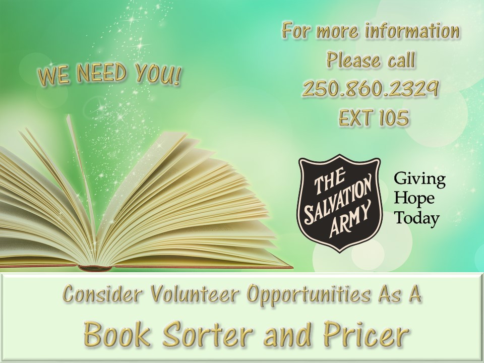 We are looking for a Volunteer Book Sorter/Pricer to join our team! If this opportunity interests you, please give us a call!