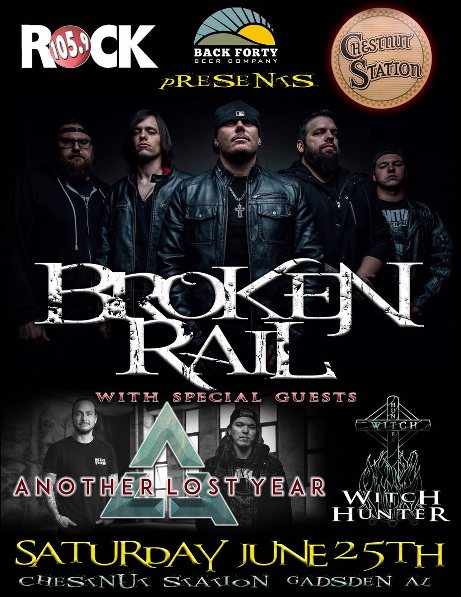 We're so excited to announce we're making our return to Gadsden, Alabama - Saturday, June 25th! 

Presented by Rock 105.9, Back Forty Beer Company, &amp; Chestnut Station, we will make our debut with our friends in Another Lost Year and Gadsden's own Witch Hunter! 

#rock #metal