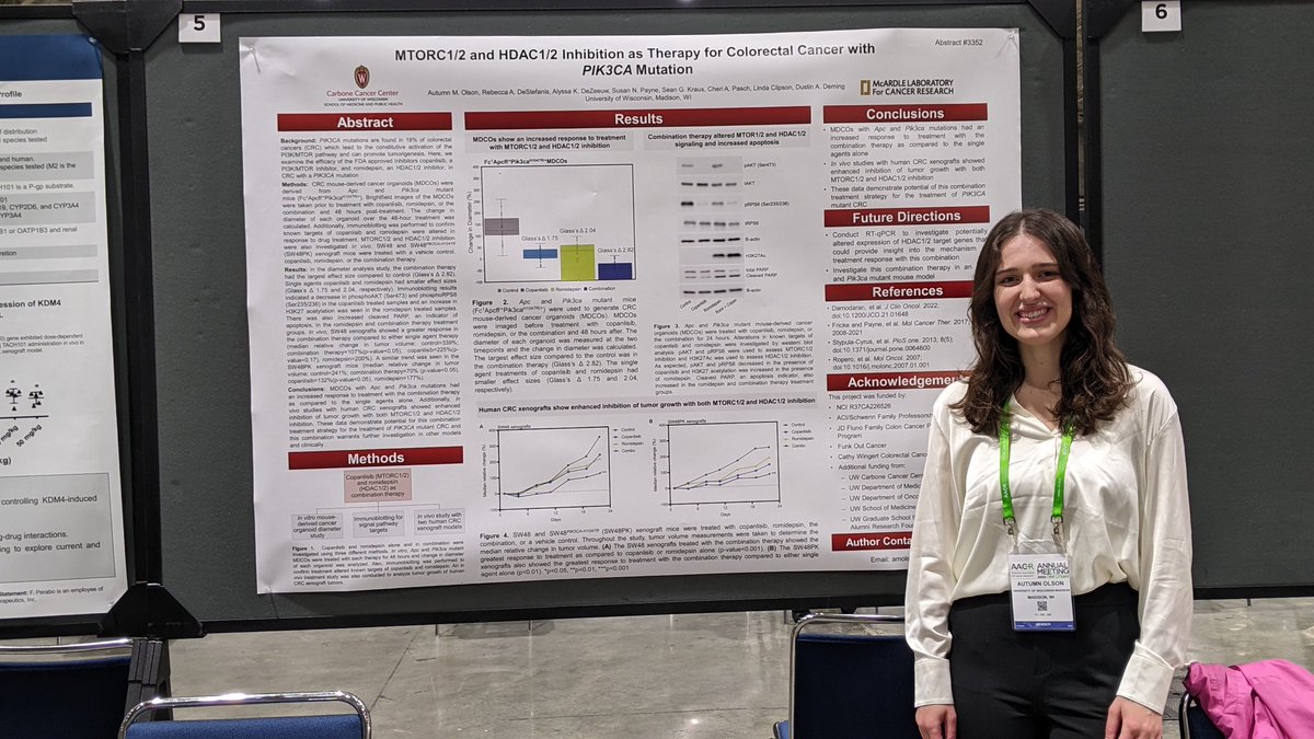 BeccaRoo223's tweet photo. Final day of #AACR22 and Deming lab poster presentations. Congratulations to everyone who presented! #colorectalcancer #rectalcancer @KrausSean https://t.co/WhRlLo6kzz