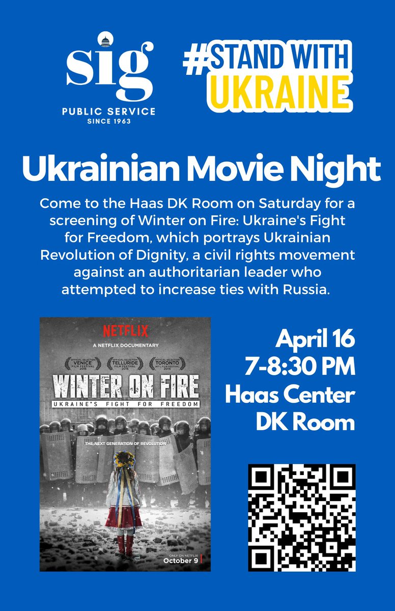Join us this Saturday for a screening of Winter on Fire: Ukraine’s Fight for Freedom! #StandWithUkraine