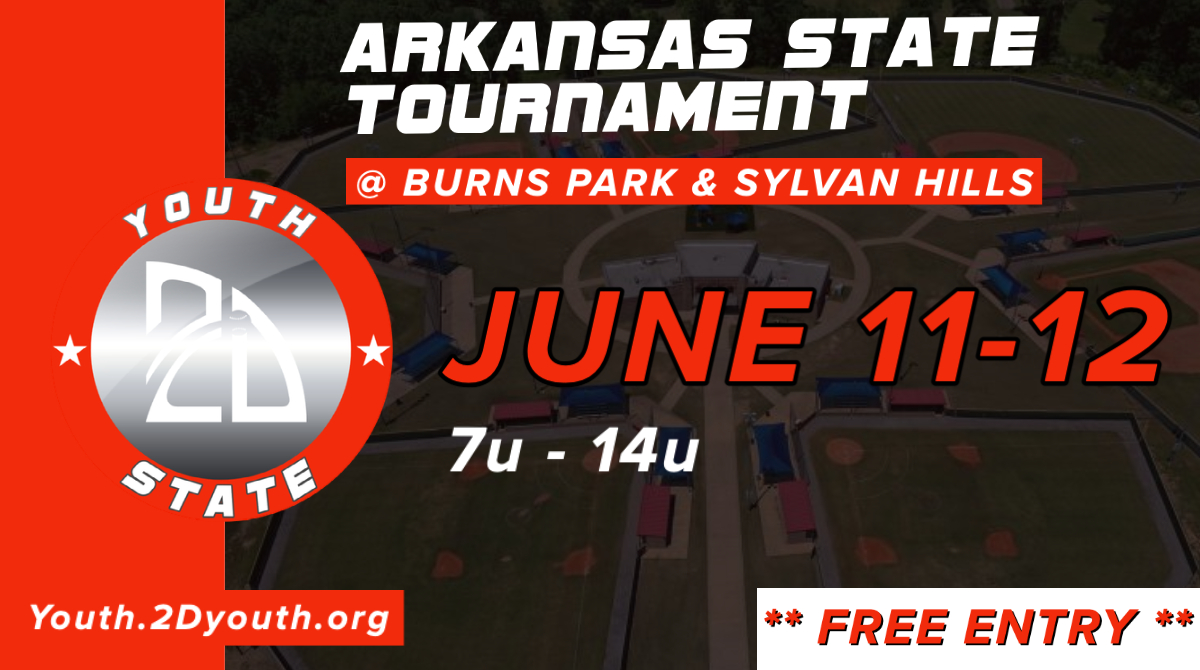 ⚜️ AR State Championship 2022 ⚜️

🗓️ June 11-12
💰 FREE ENTRY
🧢 7-14u Teams
💍 Ring Event

📍 Burns Park &amp; Sylvan Hills (North Little Rock)
hubs.la/H0ZWKBy0

⬆️ REGISTER TODAY ⬆️