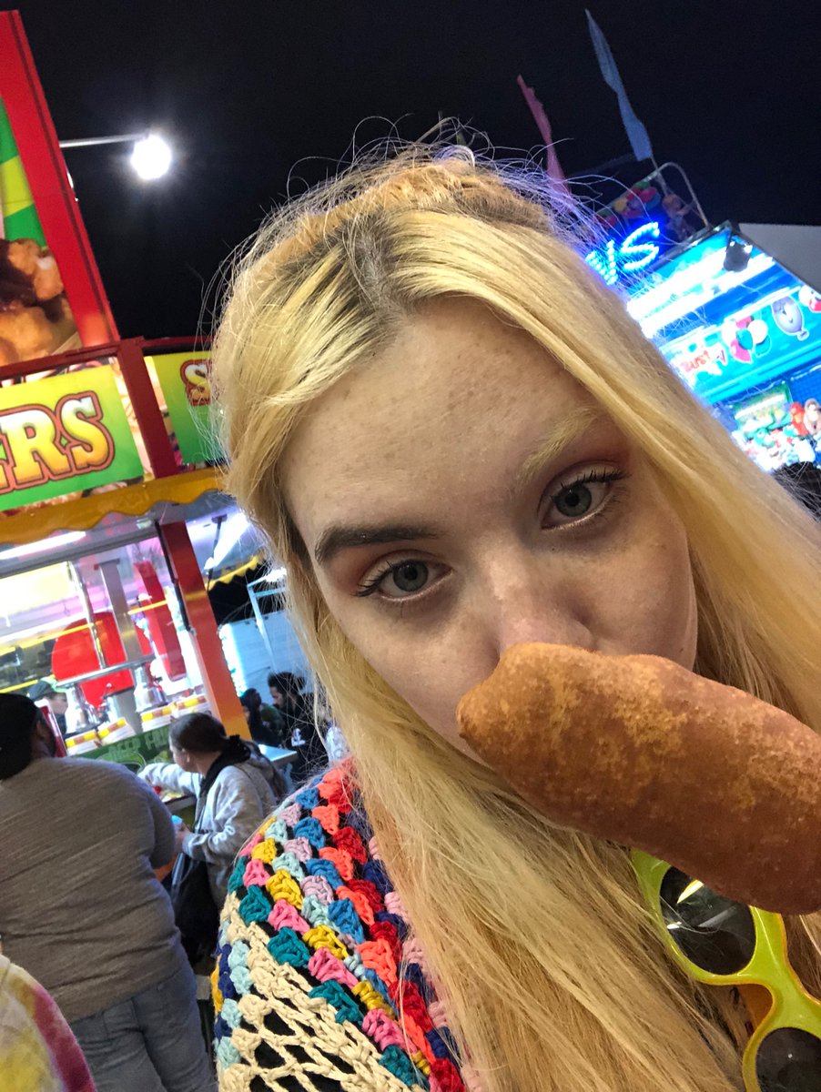 sewerbeetle's tweet photo. hi I just realized there isn’t a single photo of my meat suit on here so here enjoy a picture of me and my fried cheesecake https://t.co/nsDLzXHUao