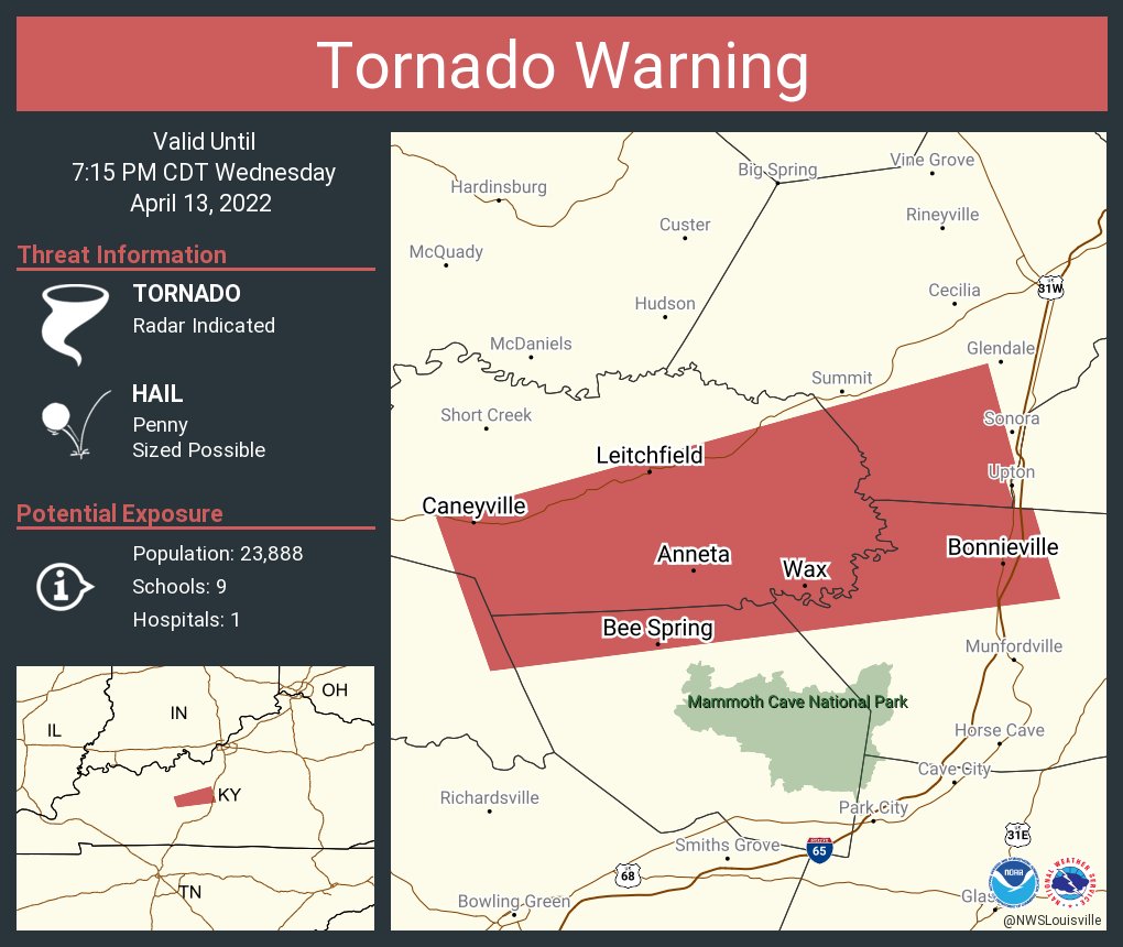 NWS Tornado on Twitter "Tornado Warning including Leitchfield KY