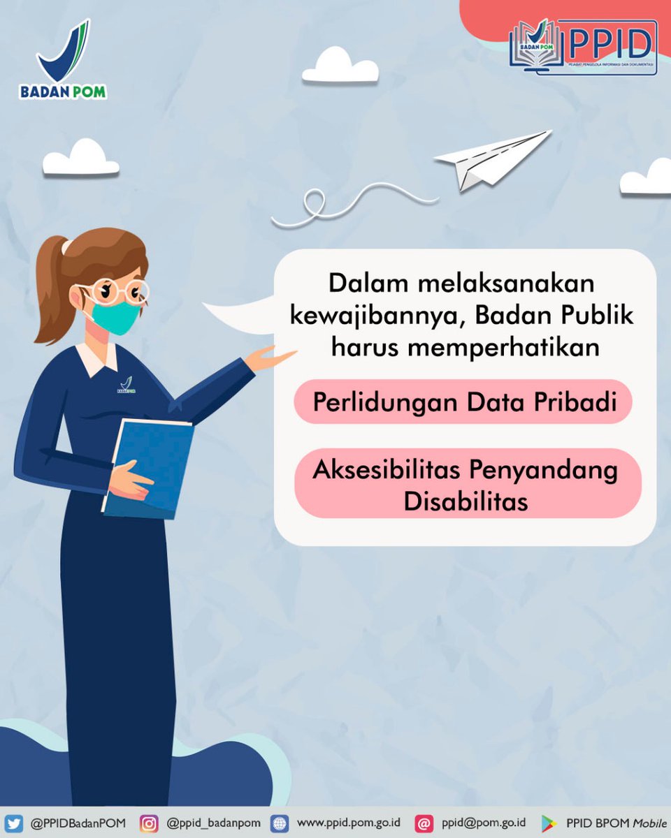 PELAKSANAAN KEWAJIBAN BADAN PUBLIK

Hai #SobatTransparansi, tahukah kamu bagaimana Badan Publik melaksanakan keterbukaan informasi publik? 
.
Yuk cari tahu melalui infografis berikut!
.
.
#keterbukaaninformasipublik
#standarlayananinformasipublik
#ppidbpom
#komisiinformasi