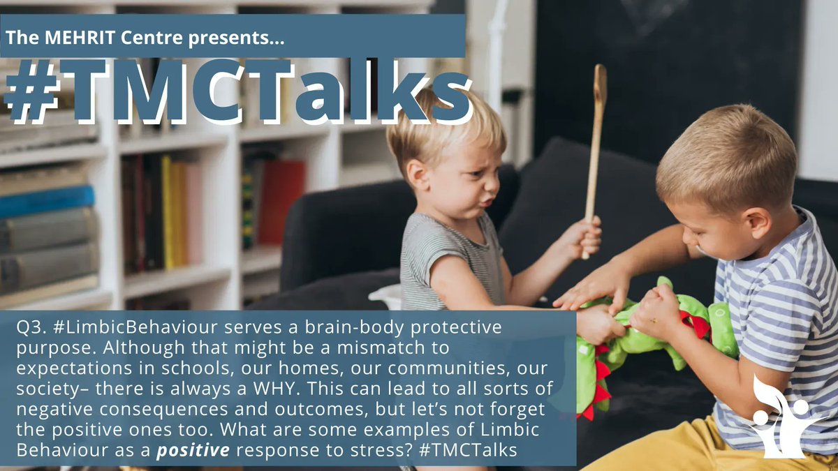 susanhopkins5's tweet photo. Q3. #LimbicBehaviour serves a brain-body protective purpose. Although that might be a mismatch to expectations in schools/homes/communities. This can lead to neg consequences, but there are positive ones too. What are some examples of +ive Limbic Behaviour from stress? #TMCTalks https://t.co/p5HLSR4BZM