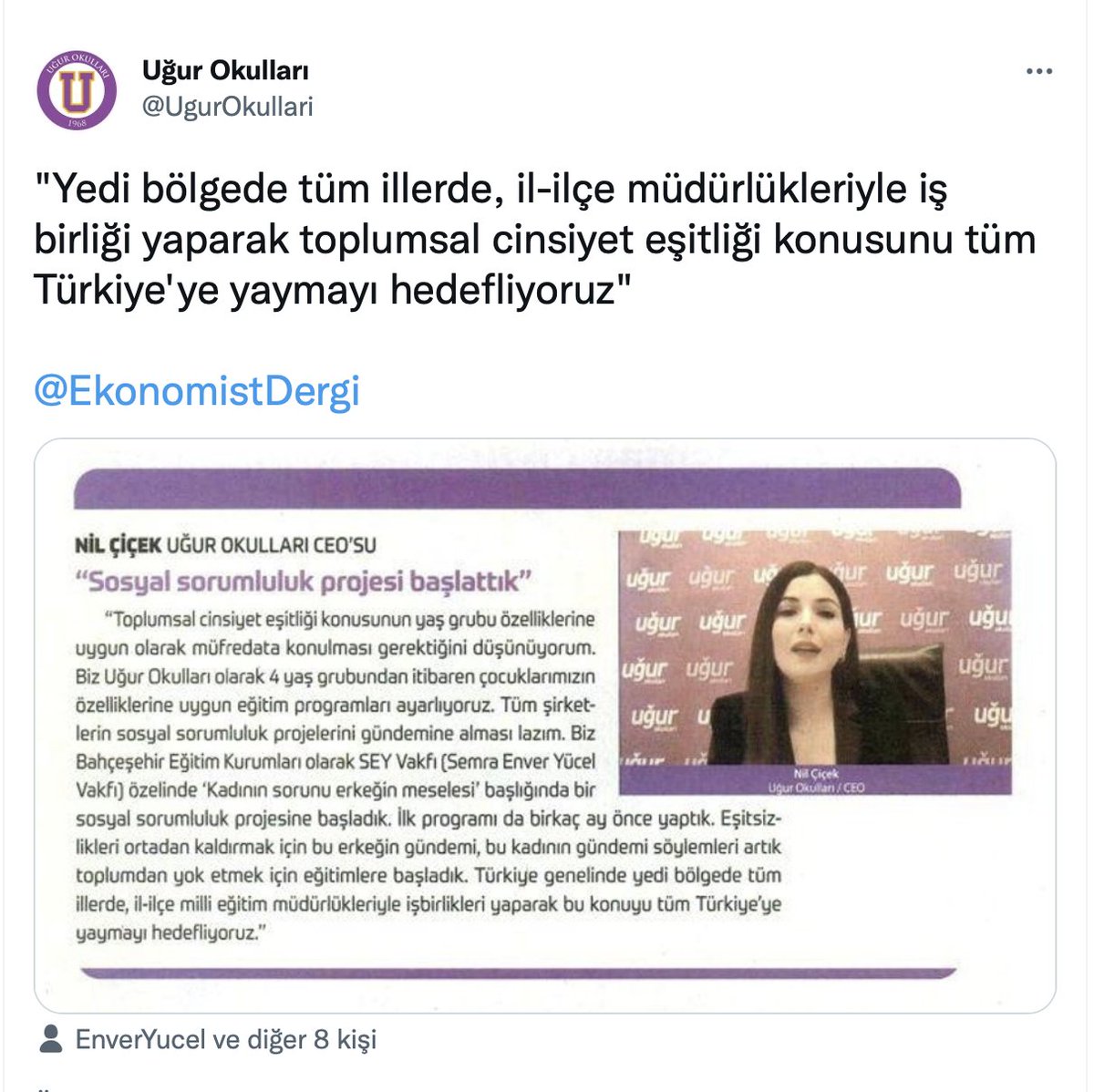 EremSenturk's tweet photo. Enver Yücel daha Bahçeşehir Kolejleri üzerinden yaptığı "Toplumsal Cinsiyet" zehirleme mesajını sildi yerine Uğur Okulları üzerinden saldırıya geçti. Türkiye'nin nesline çocuklarımızın cinsiyetine taktılar. Değiştirmek için eşcinselliği yaymak için intihar eder gibi saldırıyorlar https://t.co/J5lxQclOg5