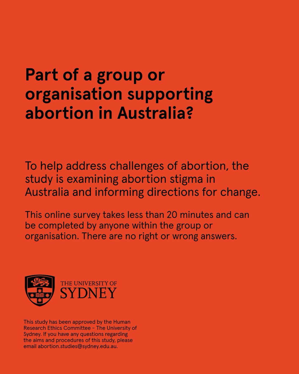 S_RatcliffePhD's tweet photo. Complete this anonymous online survey to help address abortion stigma and challenges of abortion care in Australia.
No right or wrong answers, takes <20min to complete, for anyone within organisations supporting abortion.
Find out more at https://t.co/CqsO9OEw2o. https://t.co/eb1RXcBSZz