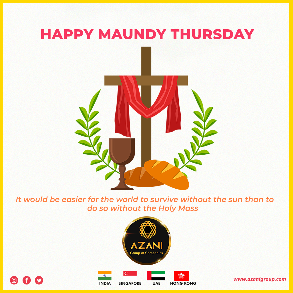 azanigroup's tweet photo. May on This Maundy Thursday, We Start It With Fasting and Prayers, So That We Can Bring God’s Mercy and Forgiveness on All Mankind. Let's Pray Together. Happy Maundy Thursday.

#MaundyThursday #Jesus #Christian #CatholicChurch #HolyMass #JesusChrist #Easter #GoodFriday #church https://t.co/WYhqD5JfjK