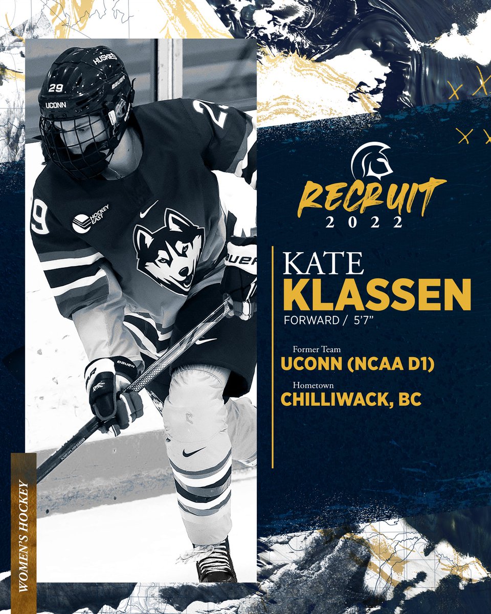 TWUSpartans's tweet photo. WHKY I Kate Klassen is a Spartan!

Coming from the University of Connecticut’s NCAA Division 1 program, Kate is the newest name joining our exciting incoming class of 2022!

#TWUHockey https://t.co/8CuoGCKPFG