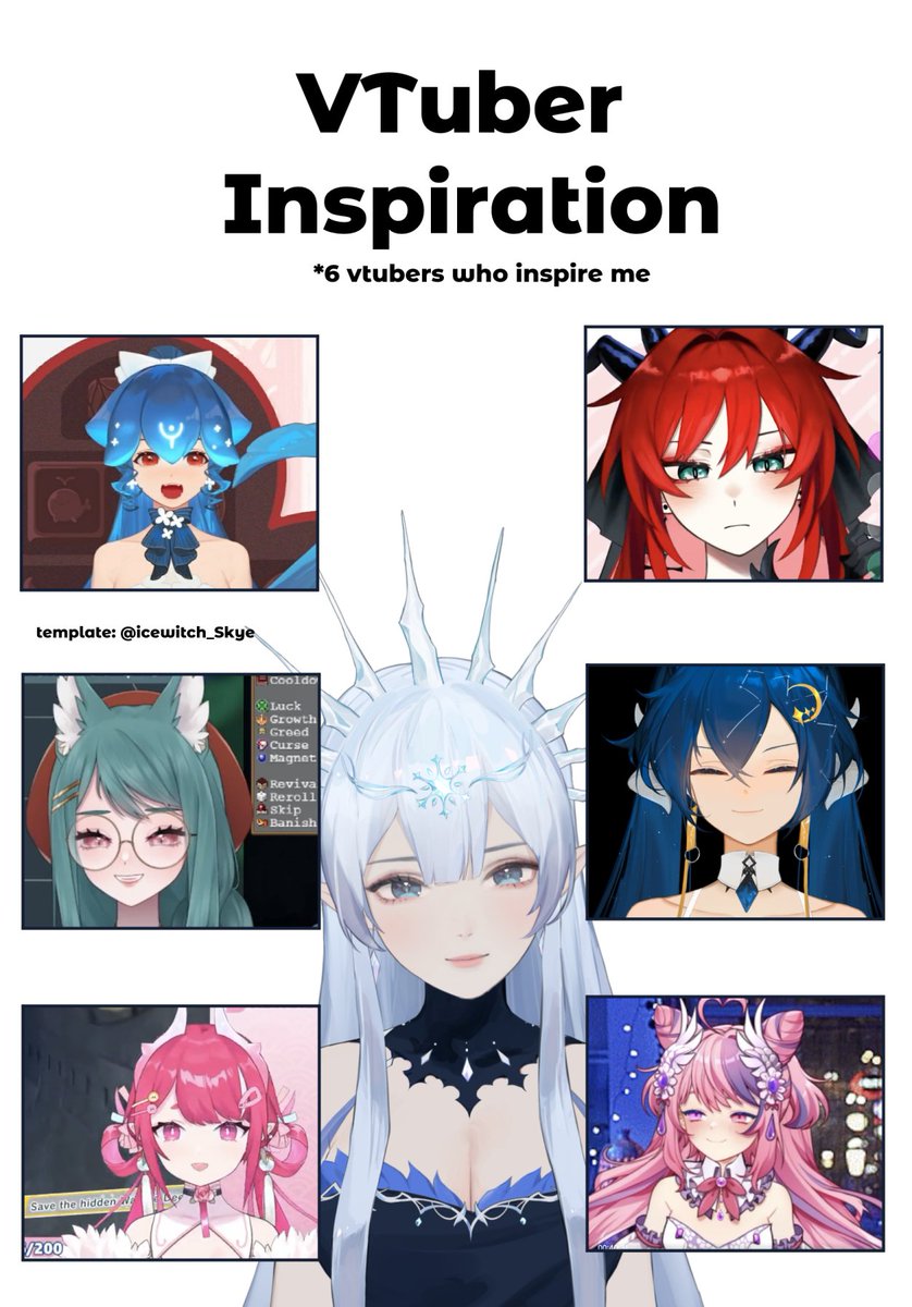 icewitch_skye's tweet photo. 6 vtubers who have inspired me, as a vtuber! 
One has graduated, but she forever inspires me to be the best I can be 💙💙 https://t.co/UVlLfN9oWF