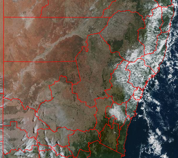 BOM_NSW's tweet photo. Clear blue skies and sunshine over most of #NSW ☀️ Temperatures rising in the west and showers clearing in central parts of the coast today. Drier and sunnier conditions for the long weekend for much of the state, check your local forecast for more: https://t.co/aOd2XIGYlX https://t.co/1CRwyriXdA