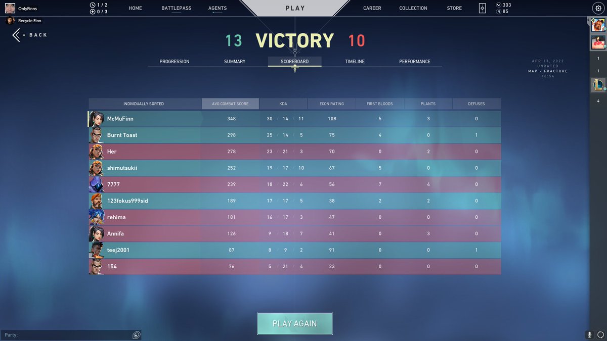 McMuFinn's tweet photo. Really enjoying Valorant, got my first ever 30 piece tonight 

Usually get like 7 kills to 12 deaths or something 😂 https://t.co/zAhfrmHFTs